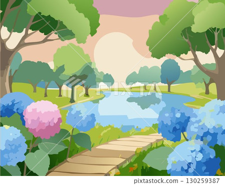 繡球花和風景 130259387