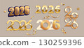 Set elegant golden numbers for 2026 New Year. Template for design, poster, flyer, web, invitations, congratulations, social media. New Year logo design. Vector illustration 130259396