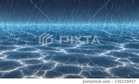 光雨落在水面上,散發出神秘的光芒 光雨落在水面上,散發出神秘的光芒 130259457