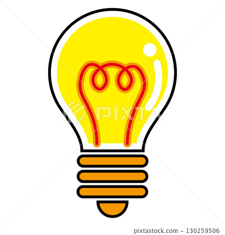 Simple and flat light bulb illustration on white background 130259506