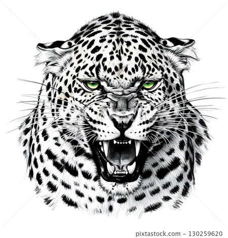 Charcoal drawing captures an angry leopard in a... - Stock Illustration ...