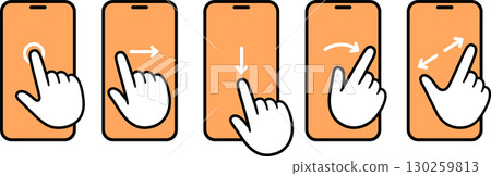 Smartphone screen touch gestures icon set 130259813