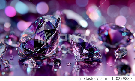 A cut diamond illuminated in luxurious light 130259889