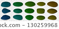 Realistic vector set of multicolored paint or varnish drops on the plain surface. Collection of 130259968