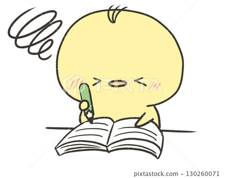 A chick studying while worrying 130260071