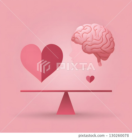 Flat vector design with heart and mind balance concept, 130260078