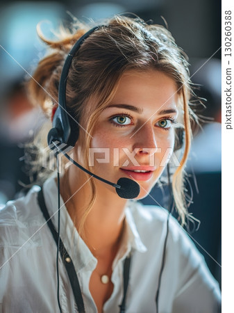 woman professional using headset in freight call center high detail 8k woman professional using headset in freight call center high detail 8k 130260388