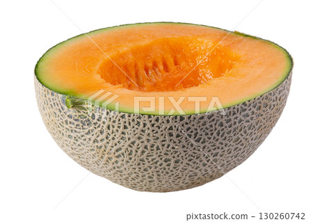Melon and Slice of melon isolated on a white background. Melon and Slice of melon isolated on a white background. 130260742