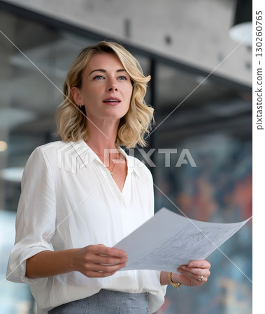 female CEO in logistics presenting business plan to global partners modern office background high detail 8k female CEO in logistics presenting business plan to global partners modern office background high detail 8k 130260765
