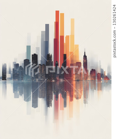 conceptual city skyline shaped from tax data bars 130261424