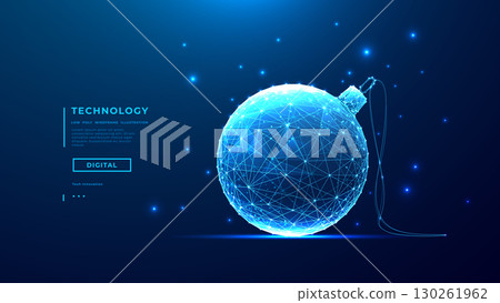 New year tree decorations ball. Abstract Christmas toy. 130261962