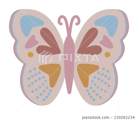 Butterfly boho style vector illustration, fly with beautiful wings 130262234
