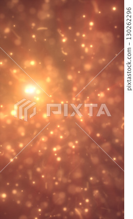 Abstract golden particles floating in warm atmosphere, creating a dreamy glowing bokeh effect 130262296