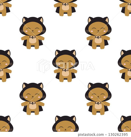 pattern with cat in halloween costume 130262395