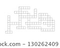 Blank crossword puzzle grid for eighteen words, empty template squares to fill in for riddle, educational or leisure game, ready to be used for making any word puzzle 130262409