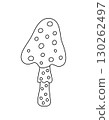 Mushroom, toadstool seasonal Halloween vector illustration of inedible fairy, magic fantasy mushroom clipart autumn holidays simple minimalist hand drawn doodle style drawing, witchcraft symbol 130262497