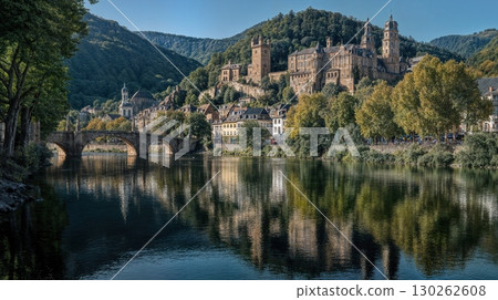 Panoramic View of Heidelberg Castle, Old Bridge, and River Stunning Landscape for Business Presentations or TravelThemed Projects, Inspiring Tranquility and Serenity. 130262608