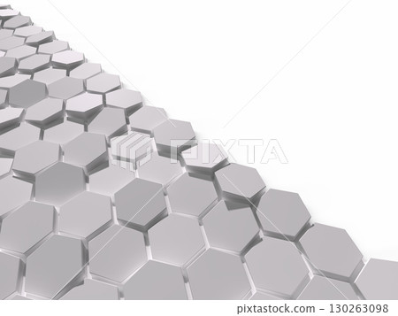 白色六角形面板集合的 3D 插圖 130263098