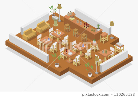 Isometric restaurant room 130263158