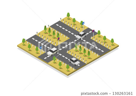 Isometric road crossing 130263161