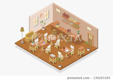 Isometric cafe room Isometric cafe room 130263165