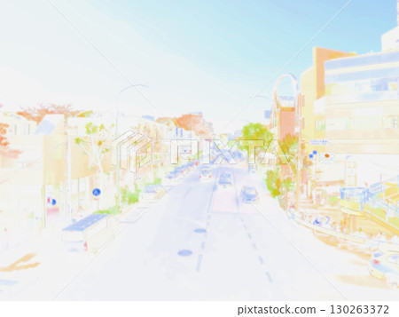 舊山手通的街景,洋溢著奢華氣息。遠離都市喧囂的優雅街角。插畫風格的照片。 舊山手通的街景,洋溢著奢華氣息。遠離都市喧囂的優雅街角。插畫風格的照片。 130263372