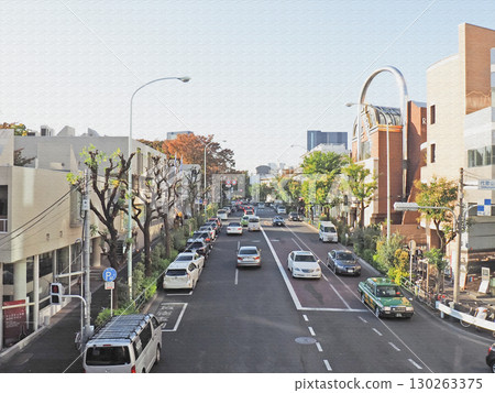 A street scene of Kyu-Yamate-dori Street, overflowing with luxury. An elegant street corner scene away from the hustle and bustle of the city. An illustration-style photo. 130263375