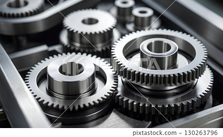 metal cogwheels with cogwheel gears 130263796