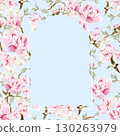 Chinoiserie floral wedding card with birds and flowers. 130263979