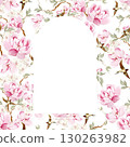 Chinoiserie floral wedding card with birds and flowers. 130263982