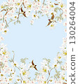 Chinoiserie floral wedding card with birds and flowers. 130264004