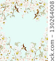 Chinoiserie floral wedding card with birds and flowers. 130264008