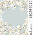 Chinoiserie floral wedding card with birds and flowers. 130264010
