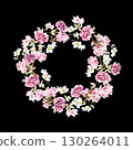 Chinoiserie floral wreath with flowers. 130264011