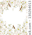 Chinoiserie floral wedding card with birds and flowers. 130264013