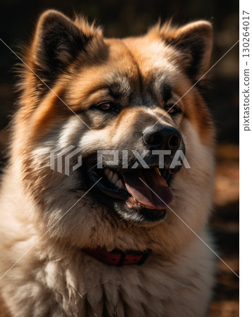 Smiling Akita dog portrait 130264017