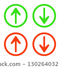 round up and down green red buttons with arrows line icon vector flat illustration 130264032