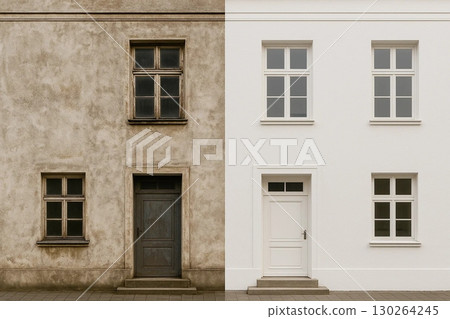 Before and After Facade Renovation Architectural Transformation 130264245