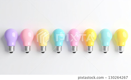 Colorful light bulbs on white background. Technology concept 130264267
