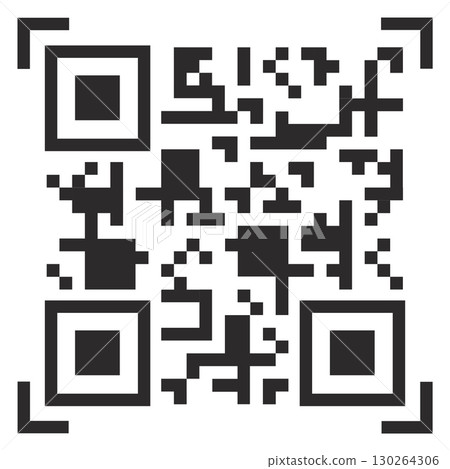 Black QR code icon. Vector illustration on white background Black QR code icon. Vector illustration on white background 130264306