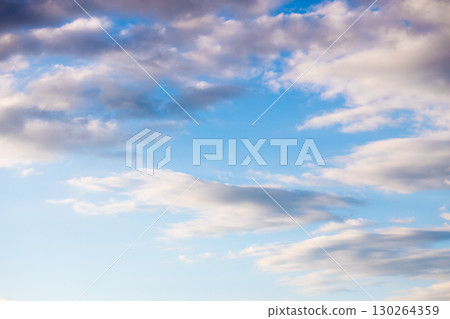 Autumn evening sky, summer morning clouds on blue sky 130264359