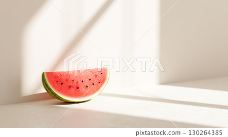 Watermelon isolated on soft background illuminated by natural light 130264385
