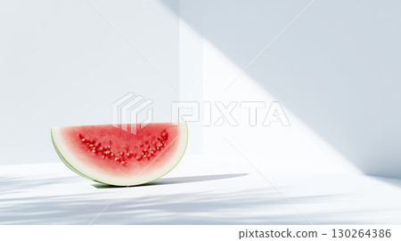 Watermelon isolated on soft background illuminated by natural light 130264386