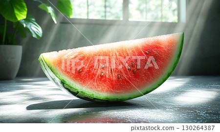 Watermelon isolated on soft background illuminated by natural light 130264387