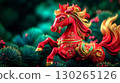 chinese asian new year symbol red horse fire 2026 130265126