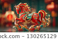 chinese asian new year symbol red horse fire with gold patterns for calendar and cards 2026 130265129