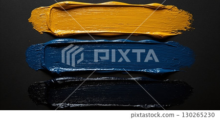 colorful oil paint strokes in a row on black background - ai generated 130265230