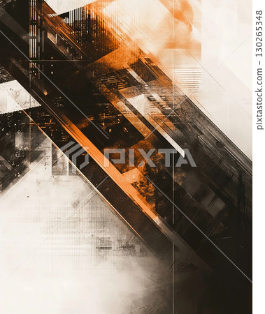 Dark abstract architecture with orange accents Dark abstract architecture with orange accents 130265348