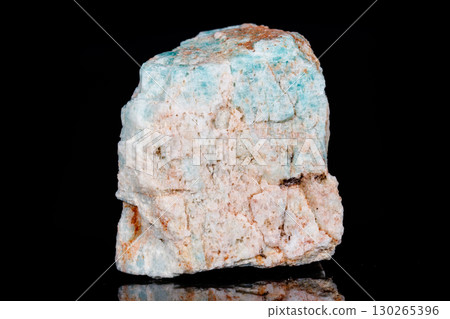 Macro mineral stone Amazonite on black background 130265396