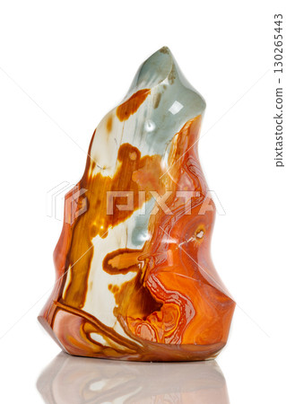 Macro mineral stone jasper patterned on a white background Macro mineral stone jasper patterned on a white background 130265443
